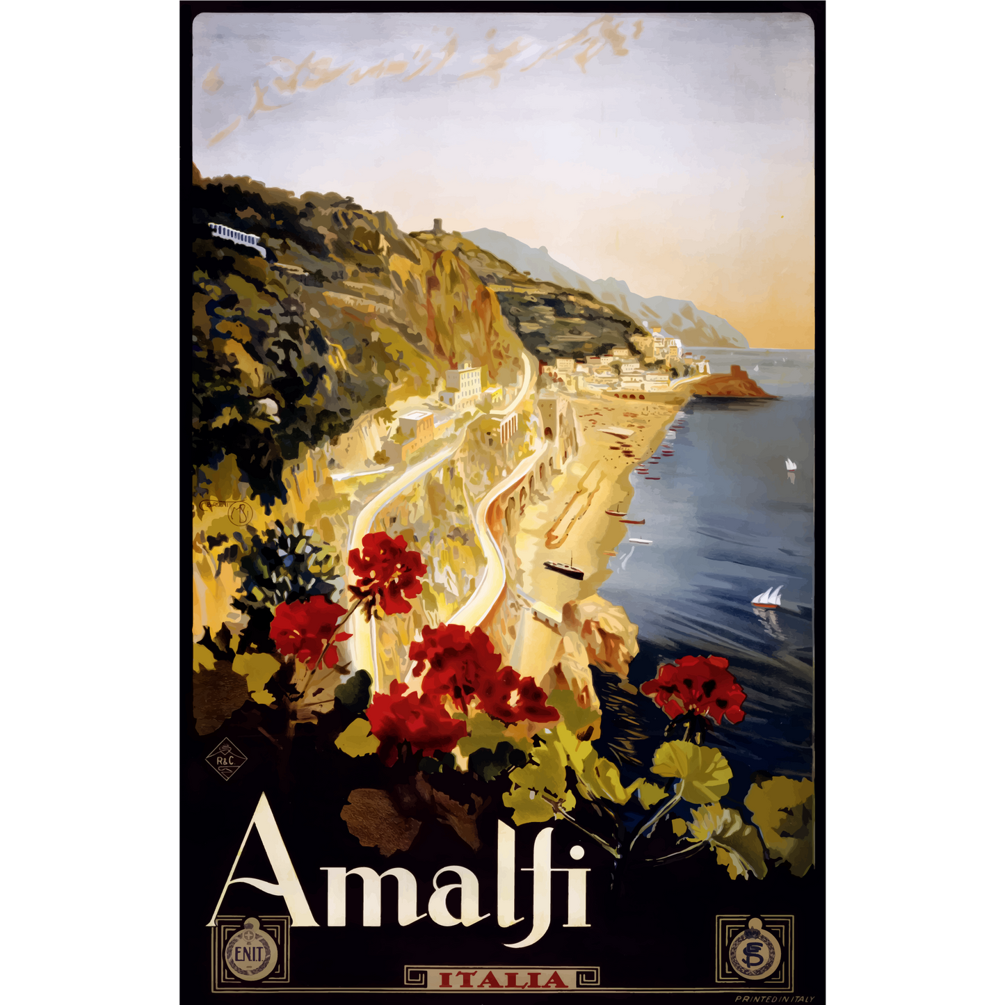 Vintage Travel Poster Amalfi Italy