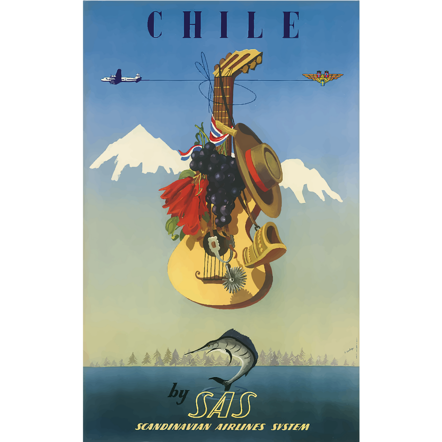 Vintage Travel Poster Chile