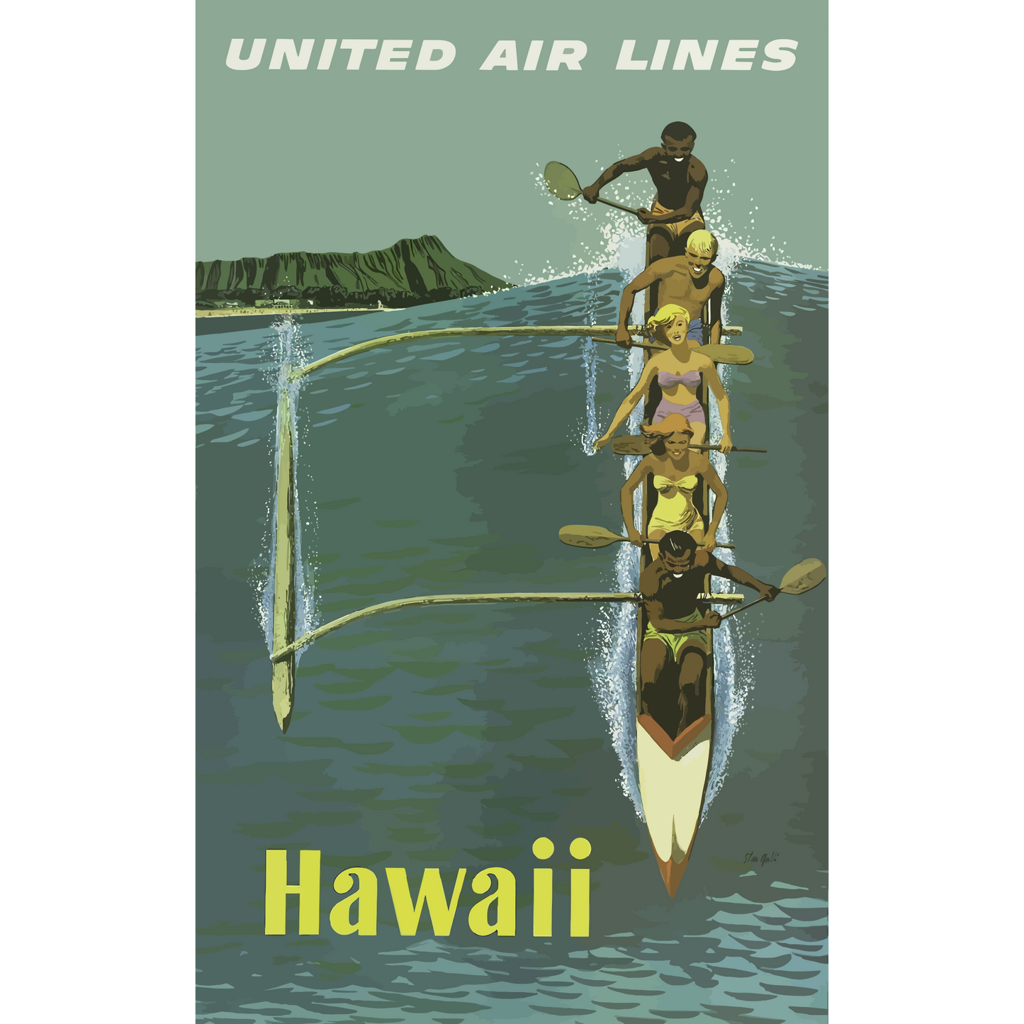 Vintage Travel Poster Hawaii V2