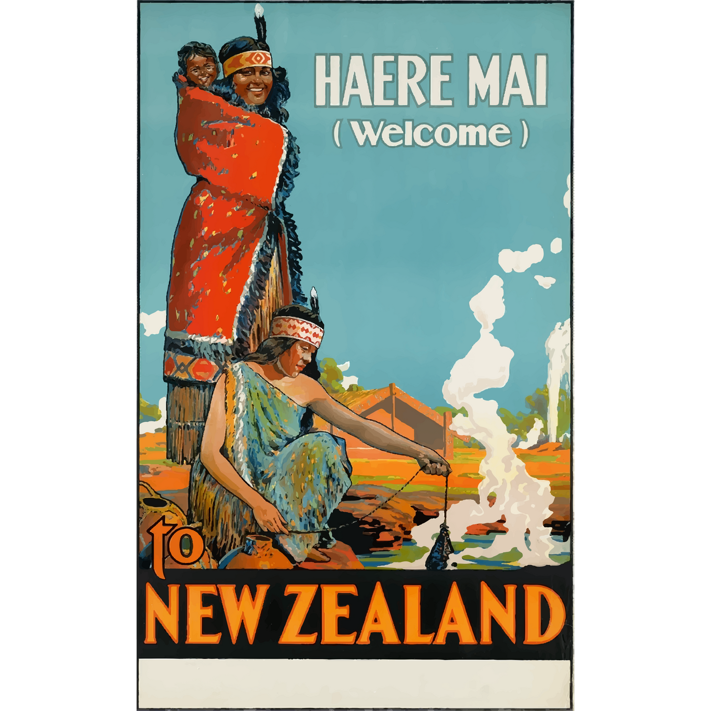 Vintage Travel Poster New Zealand