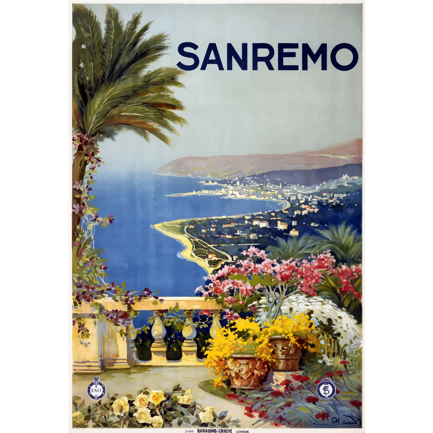 Vintage Travel Poster Sanremo