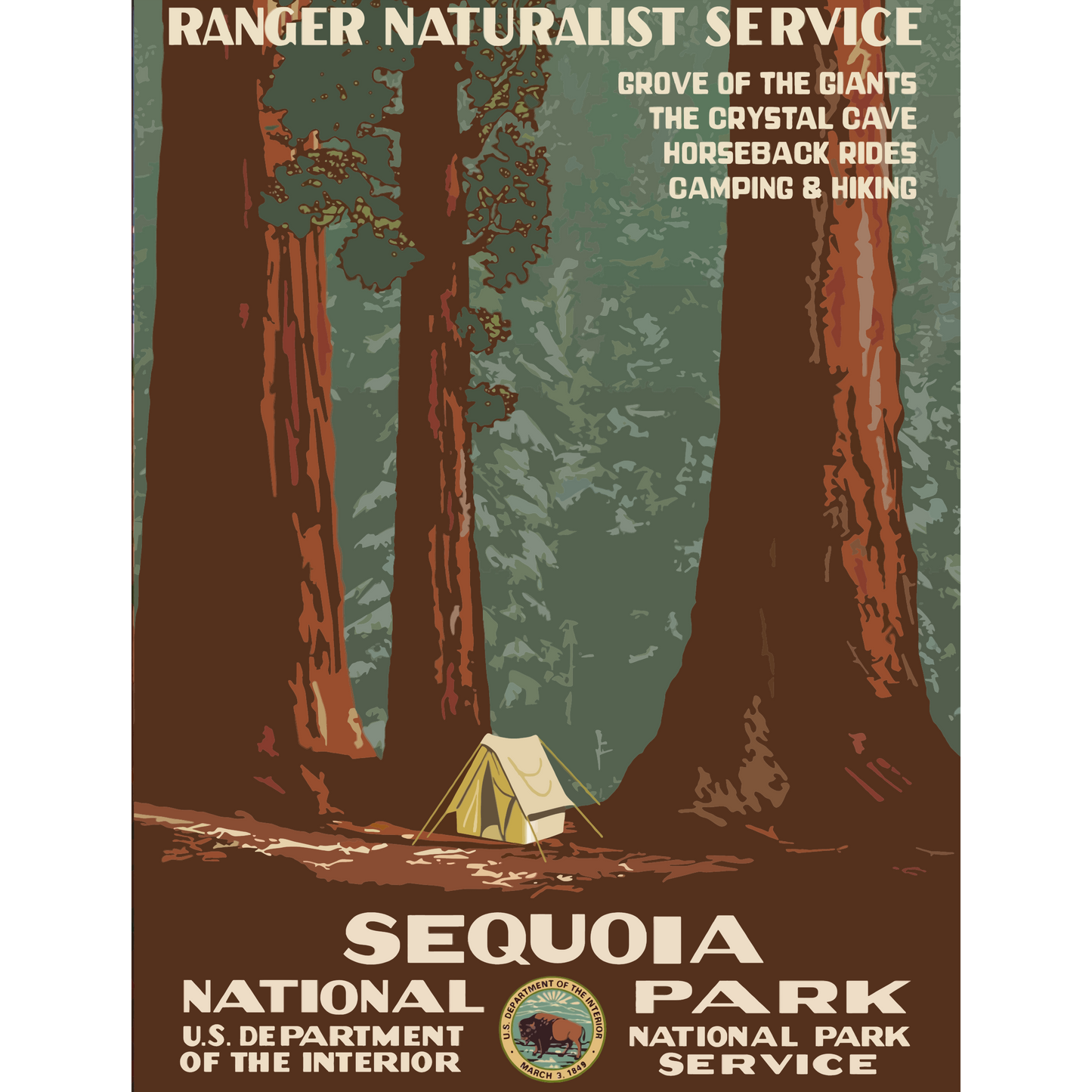 Vintage Travel Poster Sequoia National Park