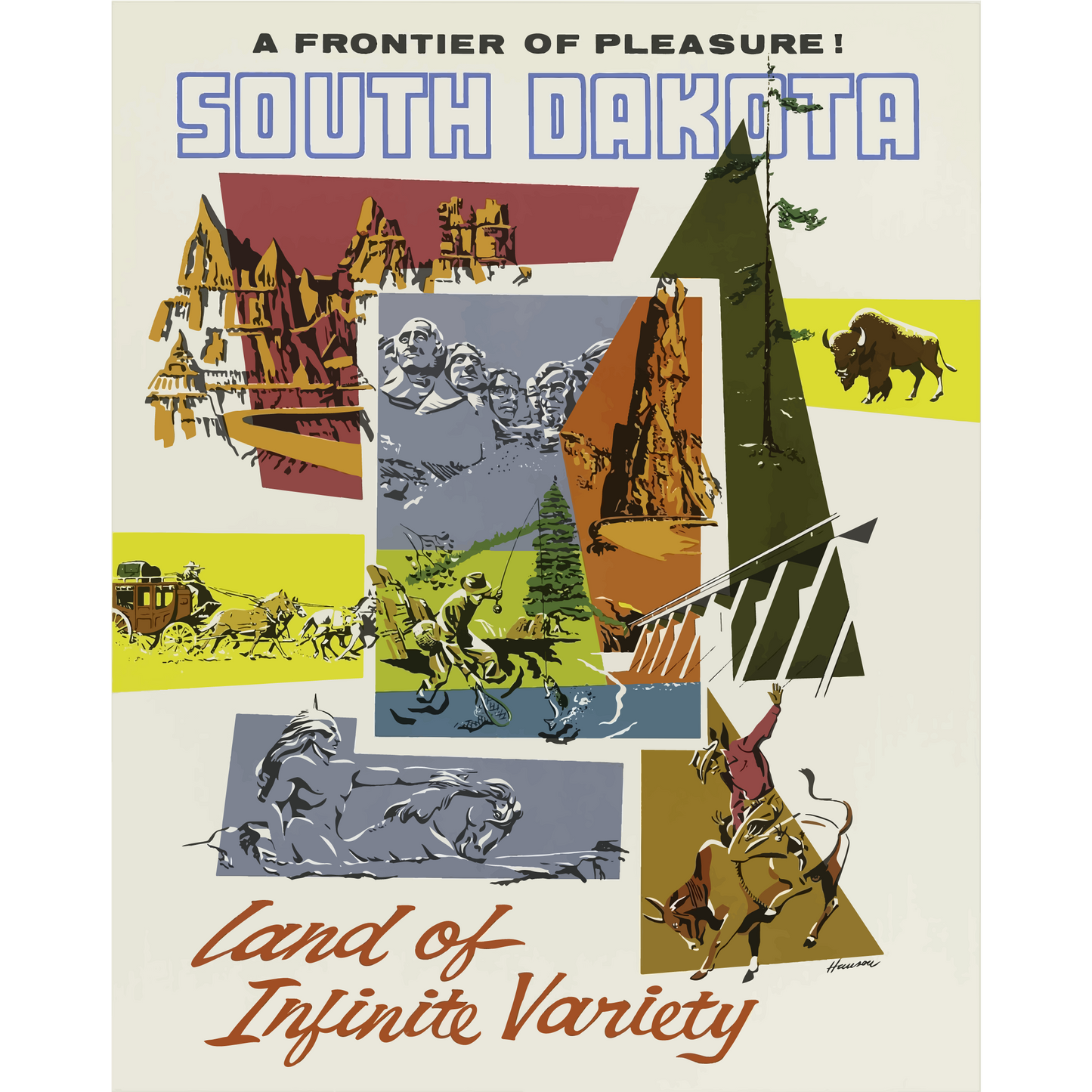 Vintage Travel Poster South Dakota USA