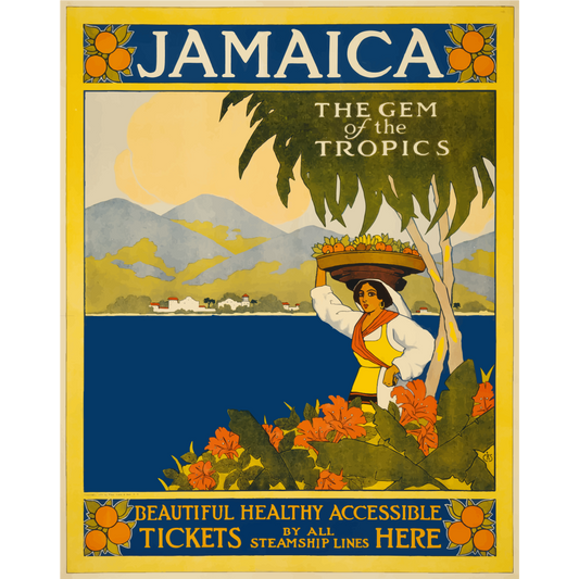 Jamaica The Gem Of The Tropics Vintage Travel Poster 1910