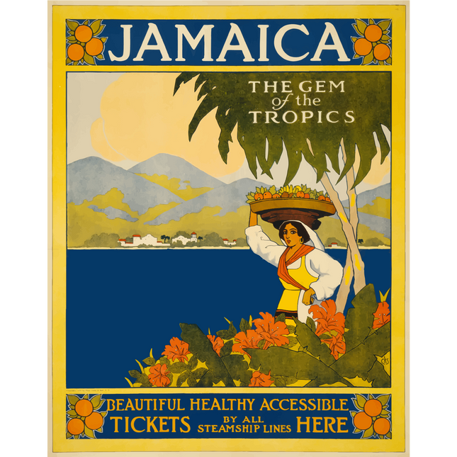 Jamaica The Gem Of The Tropics Vintage Travel Poster 1910