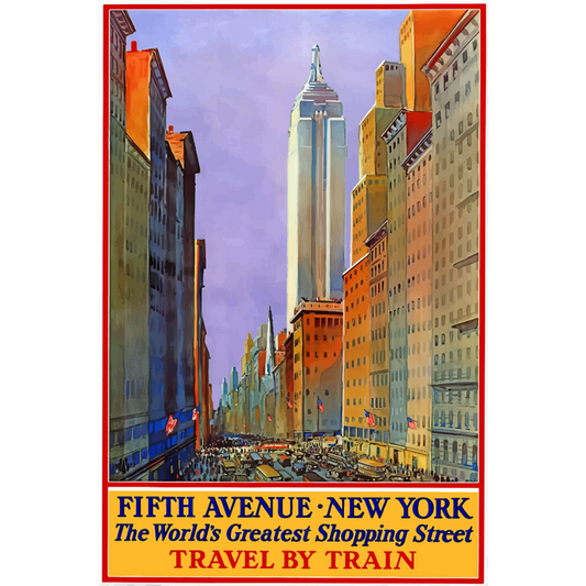 Vintage Travel Poster 5th Avenue New York