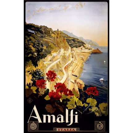 Vintage Travel Poster Amalfi Italy