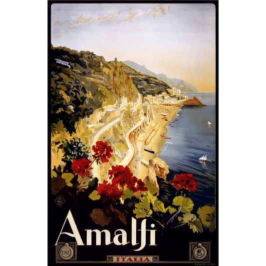 Vintage Travel Poster Amalfi Italy