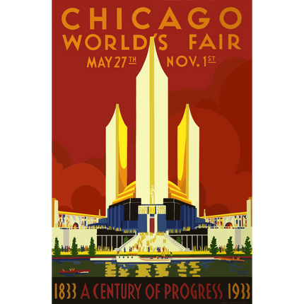 Vintage Travel Poster Chicago Worlds Fair 1933