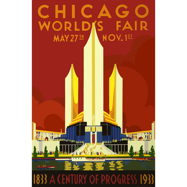 Vintage Travel Poster Chicago Worlds Fair 1933
