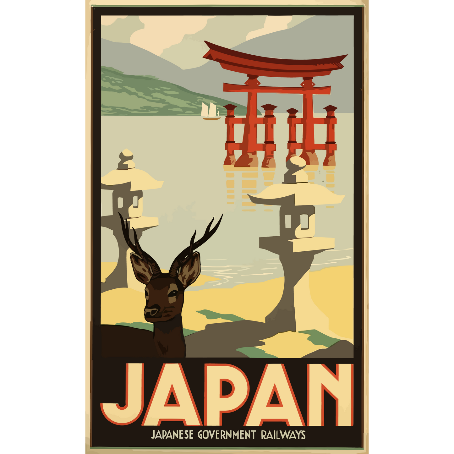 Vintage Travel Poster Japan V2