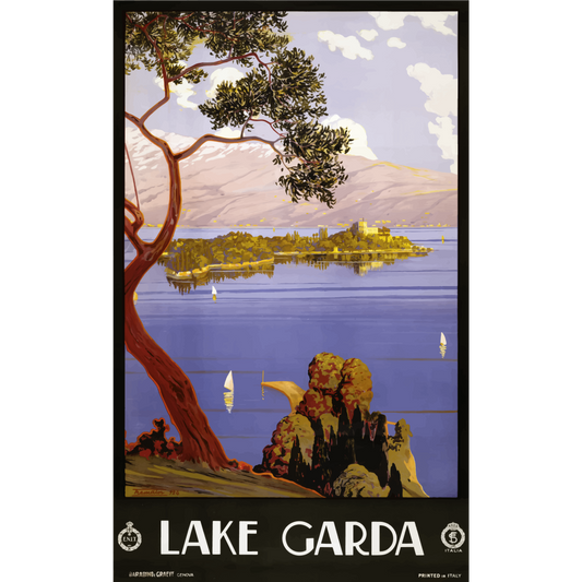 Vintage Travel Poster Lake Garda Italy