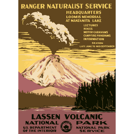 Vintage Travel Poster Lassen Volcanic National Park