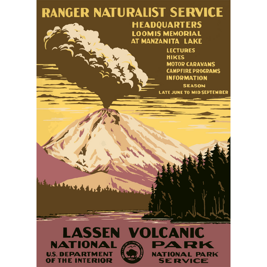Vintage Travel Poster Lassen Volcanic National Park