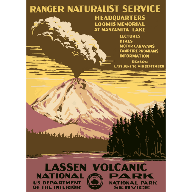 Vintage Travel Poster Lassen Volcanic National Park