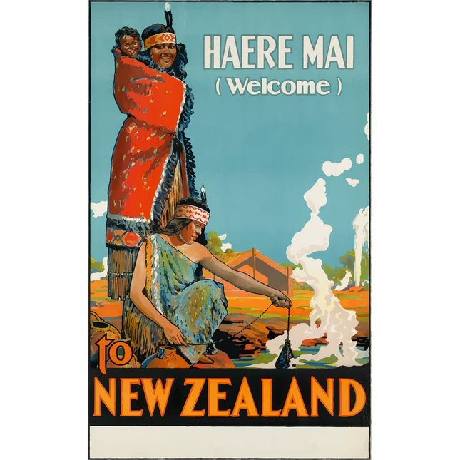 Vintage Travel Poster New Zealand