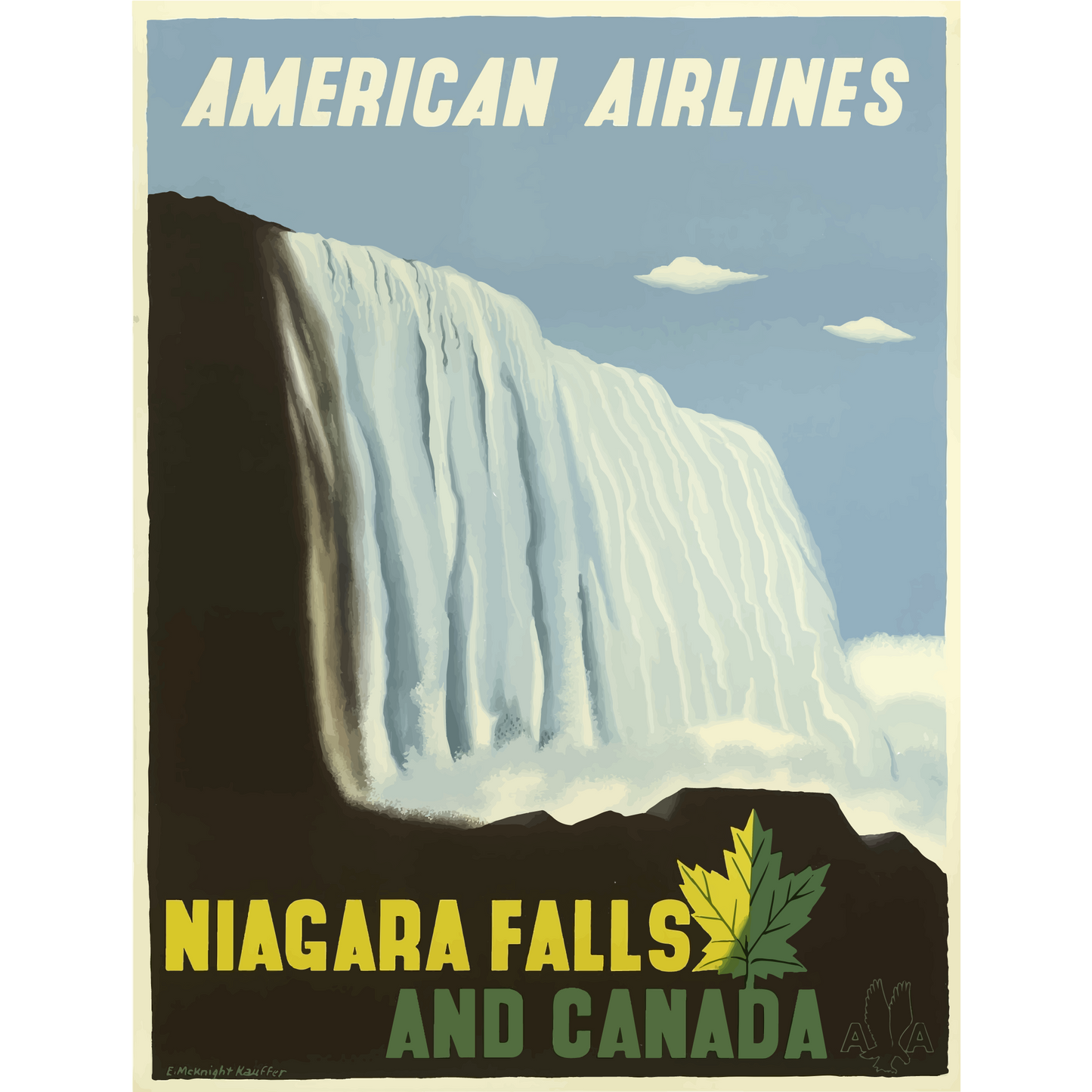 Vintage Travel Poster Niagra Falls And Canada