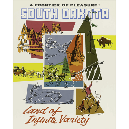 Vintage Travel Poster South Dakota USA